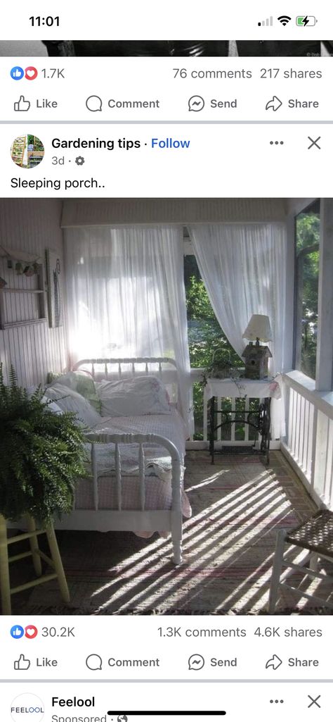 Shabby Chic Porch, Cottage Porch, Sleeping Porch, Porch Furniture, Sleep Schedule, House With Porch, Pretty Room, Porch Design, Diy Curtains