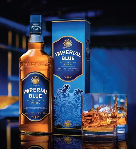 Imperial Blue Whiskey, Indian Whisky, Alcoholic Drinks Pictures, Whisky Collection, Pernod Ricard, Cocktail Drinks Alcoholic, Whiskey Brands, Whisky Bar, Imperial Blue