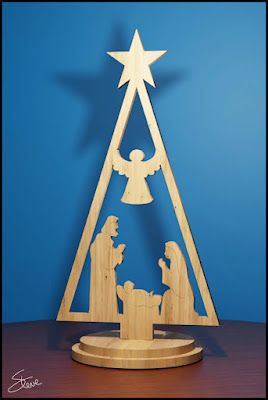 Christmas Scroll Saw Projects, Scrollsaw Ornaments, Steve Good Scroll Saw Free Pattern, Christmas Scroll Saw Patterns, Scroll Saw Ideas, Christmas Tree Nativity, Nativity Images, Nativity Christmas Tree, Dino Skull