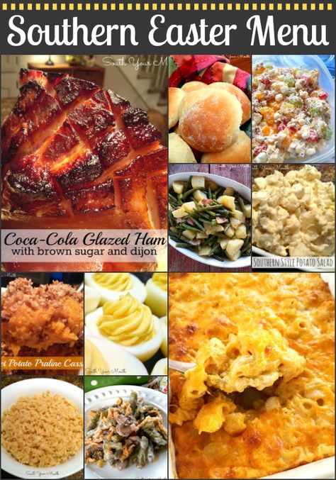 Southern Easter Dinner, Southern Easter Menu, Easter Sides, Easter Dinner Menus, Recipes Southern, Recipes Easter, Easter Party Food, Easter Side Dishes, Easter Dishes