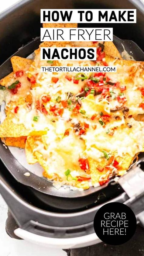 Nachos In Airfryer, Air Whirl Crisper Recipes, Air Fry Nachos, Nacho Airfryer, Single Serve Air Fryer Recipes, Best Air Fryer Recipes Dinner, Easy Meals For Dinner Air Fryer, Nachos In Air Fryer, Air Fryer Veggies Recipes