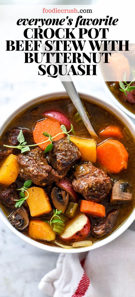 Slowcooker Beef Stew, Stew With Butternut Squash, Chuck Roast Crock Pot Recipes, Tender Chuck Roast, Crock Pot Beef Stew, Pot Roast Crock Pot Recipes, Chuck Roast Recipes, Vegetarian Slow Cooker Recipes, Crock Pot Beef