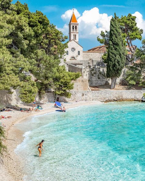 Croatia 🇭🇷 by Timotej on Instagram: “Welcome to the Dominican Beach in Bol, with the stunning Dominican Monastery in the background. The water is beyond beautiful here and the…” Dominican Beach, Bol Croatia, Travel Manifestation, Dalmatia Croatia, Croatia Holiday, Visit Croatia, Dream Holiday, Most Beautiful Beaches, Greece Travel