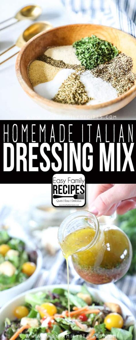 Easy Homemade Italian Dressing, Homemade Dressing Recipe, Italian Dressing Recipes, Homemade Italian Dressing, Italian Dressing Mix, Simple Vinaigrette, Italian Salad Dressing, Homemade Salads, Italian Salad