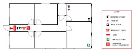 Simple Fire Access Plan | EdrawMax Free Editable Template Fire Escape Plan Template, Fire Escape Plan, Stairs Floor Plan, Evacuation Plan, Simple Building, Escape Plan, Sleeping Room, Fire Escape, Emergency Plan