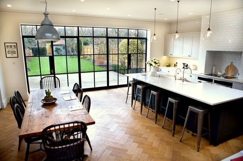 Kitchen Extension Ideas - Holly Goes Lightly Kitchen Diner Extension, Open Plan Kitchen Diner, Industrial Style Kitchen, Open Plan Kitchen Dining, Open Plan Kitchen Living Room, House Extension Design, Kitchen Dining Living, Kitchen And Dining Room, Kitchen Extension