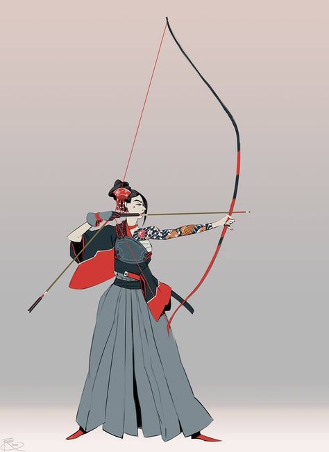 Robert Chew, Japanese Archer, Archery Poses, Archer Characters, Really Cool Drawings, Asian Inspiration, Concept Art Character, Character Design Male, Female Character Design