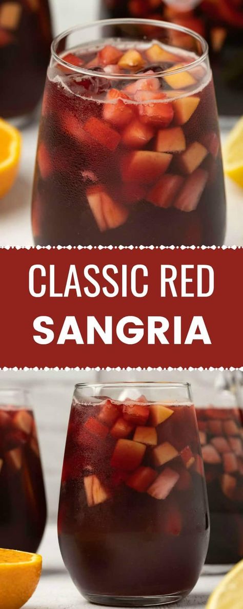 This red sangria is a classic. It goes down so easy you hardly know there's alcohol involved (but oh, there is!). Perfect for fun nights with friends. #sangria #cocktails #drinks #recipe | gimmethatflavor.com Best Red Sangria, Fun Nights With Friends, Sangria Drink, Red Sangria Recipes, Easy Sangria Recipes, Nights With Friends, Homemade Irish Cream, Drinks Recipe, July Recipes