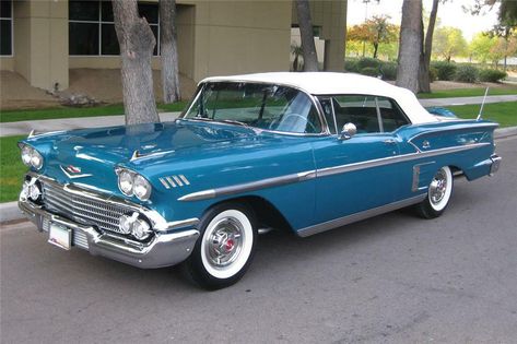 Retro Vehicles, 1958 Chevy Impala, Chevrolet Impala Convertible, Driveway Repair, Impala Convertible, Sick Cars, Asphalt Driveway, Chevrolet Cars, Chevy Classic