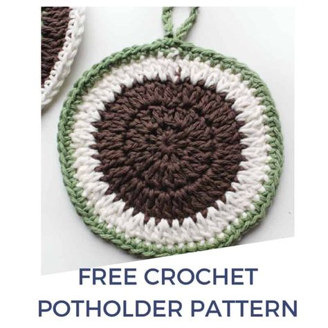 Make this Crochet Round Potholder with this simple FREE Simple Crochet Potholder pattern from Rescued Paw Designs. Thee crochet round hot pads are perfect for beginner crocheters to try! Crochet Round Pot Holders Free Pattern Easy, Crocheted Ideas, Crochet Pot Holders Free Pattern, Crochet Potholder, Crochet Potholder Patterns, Crochet Pot, Crochet Hot Pads, Round Crochet, Dishcloth Crochet Pattern