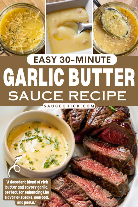 Garlic butter sauce recipe Pappasito's Garlic Butter, Garlic Butter Dipping Sauce For Steak, Garlic Butter Sauce For Steak, Butter Sauce For Steak, Rue Sauce, Garlic Steak Sauce, Cheese Sauce For Steak, Garlic Butter Sauce Recipe, Buttery Garlic Sauce