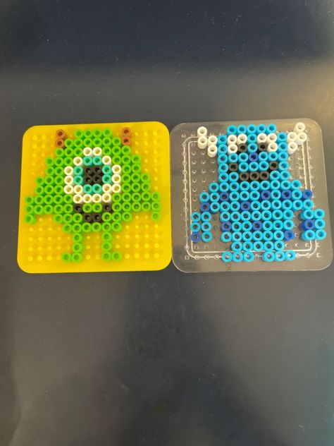 Sully Perler Beads, Monsters Inc Perler Beads, Matching Pearler Beads, Peeler Bead Ideas Big, Disney Hama Beads Pattern, Sully Monsters Inc, Melty Bead Designs, Melt Beads Patterns, Mike And Sully