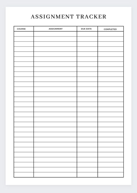 Grade Tracker, Assignment Planner, Assignment Tracker, Student Planner, College Planner,Homework Tracker,Printable,Happy planner,Digital PDF plannerminimalista #socialmediaplanner #freeprintableplanner #digitaplannerandroid🍹 Assignment Tracker Aesthetic, Do To List Printable, Grade Tracker Sheet, Best Study Plan, Student List Template, University To Do List, Student Assignment Tracker, Student Hacks University, Study List Planner