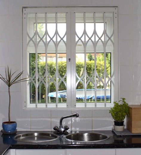 Security grilles for night and day security - Cross-Guard Shutters Interior Window, Window Security Screens, Security Windows, Window Security Bars, Shutters Interior, Window Grills, Window Bars, Interior Window, Metal Doors Design