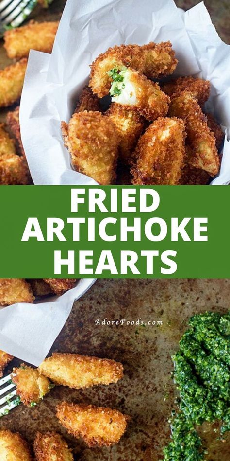 Crispy fried artichoke hearts recipe #artichoke #friedartichokehearts #appetizer #fingerfood #deepfried Fried Artichoke Hearts Recipes, Crispy Artichokes, Recipe Artichoke, Artichoke Hearts Recipe, Fried Artichoke Hearts, Fried Artichokes, Artichoke Heart Recipes, Thanksgiving Tips, Homemade Salsa Verde