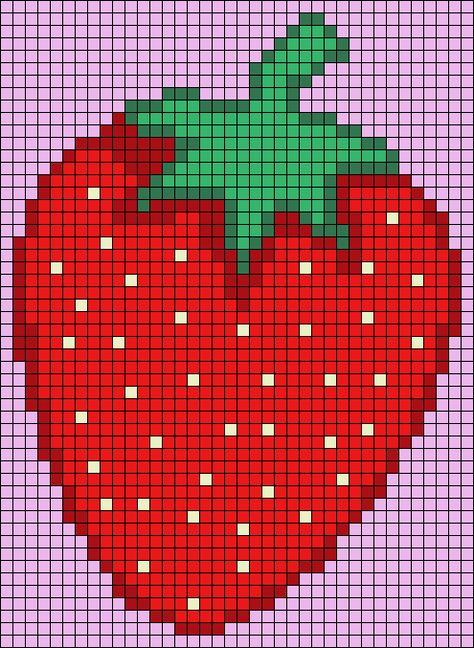 Alpha pattern #98299 | BraceletBook Alpha Patterns Strawberry, Strawberry Tapestry Crochet, Strawberry Cross Stitch Pattern, Strawberry Alpha Pattern, Strawberry Pixel Art, Pixel Strawberry, Alpha Patterns Pixel Art, Pixel Grid, Graph Crochet