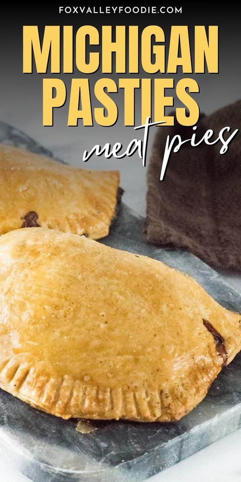 Michigan Pasties are a whole meal folded into a pastry shell. Most commonly they are filled with beef and root vegetables and baked until the interior is hot and the crust is golden brown. Although these handheld meat pies are still closely associated with Michigan, the pasty has gained a foothold in northern Wisconsin, as well. Pasty Recipe Michigan, Michigan Pasties, Cornish Pastry, Knish Recipe, Michigan Food, Pasties Recipes, British Cooking, Cornish Pasties, Northern Wisconsin