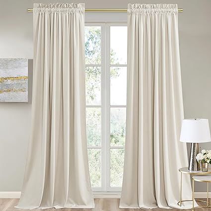 Long Cream Curtains, Ivory Velvet Curtains, Blush Velvet Curtains, White Velvet Curtains, Pale Pink Velvet Curtains, Apartment Dining Room, Beige Curtains, Curtain Room, Insulated Curtains