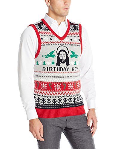 Ugly Christmas Sweater Mens Birthday Boy Vest Silver Heather Large *** Click on the image for additional details. (This is an affiliate link) #christmasmensfashion Men's Birthday, Mens Birthday, Mens Ugly Christmas Sweater, Christmas Sweater Vest, Boys Vest, Windproof Jacket, Christmas Sweater Men, Xmas Sweater, Online Mens Clothing