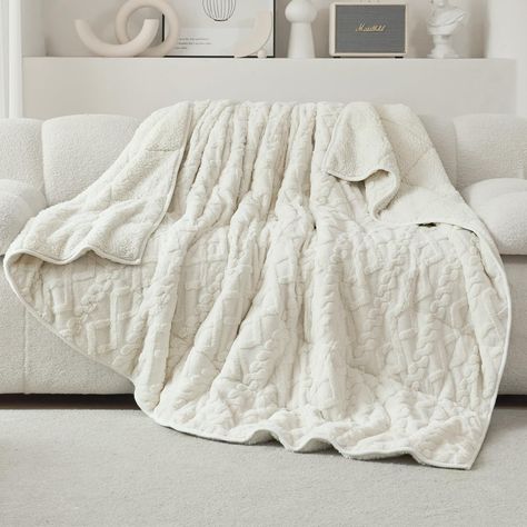 Amazon.com: Wemore Weighted Blanket for Adults Twin Size 15 lbs, Dual Sided Soft Fuzzy Jacquard Sherpa Weighted Blankets for Sleeping, Cozy Fluffy Knitted Heavy Blanket for Couch Bed, Cream White, 60 x 80 inches : Home & Kitchen Heavy Blanket, Weighted Blankets, Blanket For Couch, White Blanket, Weighted Blanket, Apartment Therapy, Couch Bed, Cream White, Home Kitchen