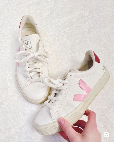 Pink Veja Sneakers, Pink Veja, White Veja Sneakers, Veja Esplar, Veja Sneakers, Shoe Inspo, Shopping App, Made In Brazil, Pink And White