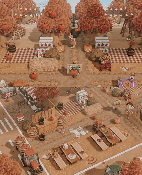 Acnh Resident Services Design Fall, Fall Villagers Acnh, Acnh Log Bridge, Acnh Hay Maze, Animal Crossing Autumn Ideas, Fall Acnh Island, Acnh Fall Town Entrance, Fall Island Acnh, Halloween Town Acnh