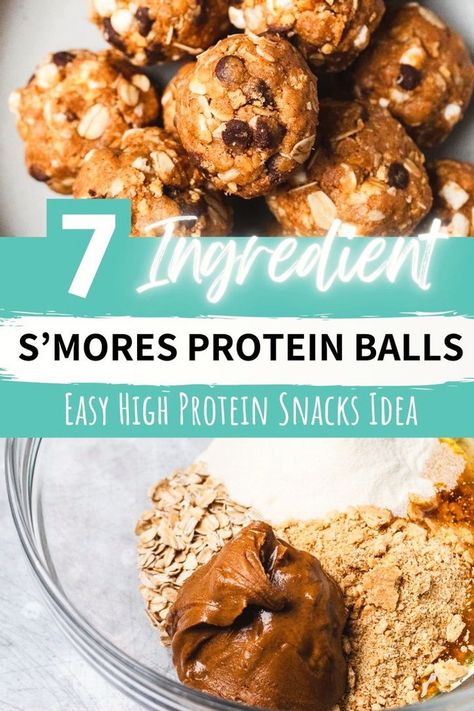 Our S'mores Protein Balls are among the best DIY recipes to make at home. This healthy no-bake dessert is packed with protein, oats, almond butter, graham crackers, honey, chocolate chips, and marshmallows. They're so delicious that even the kids will love them! S’mores Protein Balls, Instant Pot Meat, Protein Balls Recipe, Beef Instant Pot, Protein Balls Healthy, Almond Butter Chocolate, Healthy High Protein Snacks, Protein Oats, High Protein Snack