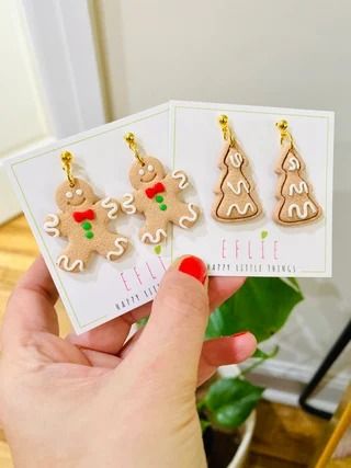 Eflie - Etsy Canada Polymer Clay Gifts, Diy Earrings Polymer Clay, Christmas Clay, Polymer Clay Christmas, Polymer Crafts, Christmas Cute, Earrings Christmas, Sparkly Earrings, Color Tones