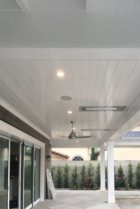 V-Groove Porch Lid with High Gloss Finish - WindsorONE Tounge And Groove Ceilings Porch, Tongue And Groove Patio Ceiling, Porch Fall Ceiling Design, V Groove Ceiling, Patio Ceiling Ideas, Deck Ceiling, Haint Blue Porch Ceiling, Under Deck Ceiling, Blue Porch Ceiling