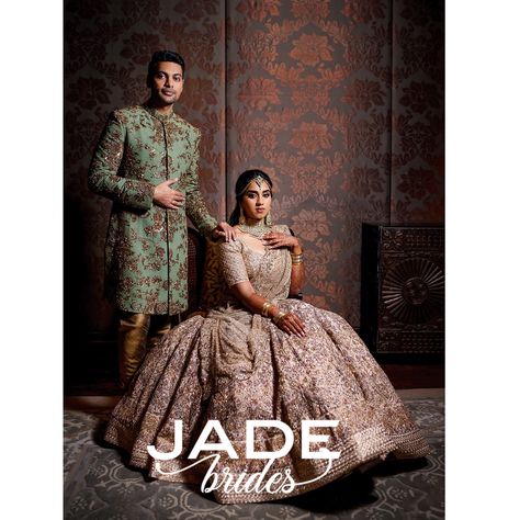 For her engagement, Cosmetologist, Lifestyle Blogger and #JADEBride Priyadarshini Rajendran evokes the regalia of queens in a gold ensemble by Monica & Karishma. JADE’s classic embroidery lends the outfit an ethereal aura, while the intricate detailing leaves no stone unturned in adding resplendent charm to the magical occasion. Complemented by matching jewellery and an angelic radiance, Priyadarshini looks every bit majestic. #JADEBrides #JADEbyMonicaandKarishma #Bridalcouture Reception Poses, Sabyasachi Lehenga Bridal, Sabyasachi Bridal, Custom Outfits, Outdoor Couple, Ritu Kumar, Lehenga Style, Indian Bridal Wear, Ghagra Choli