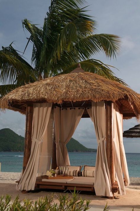 A perfect place for us. GIF Beach Cabana Design, Cabana On Beach, Beach Cabana Ideas, Beach Gazebo, Beach Cabanas, Cabana Beach, Outdoor Restaurant Design, Beach Cabana, Rest House