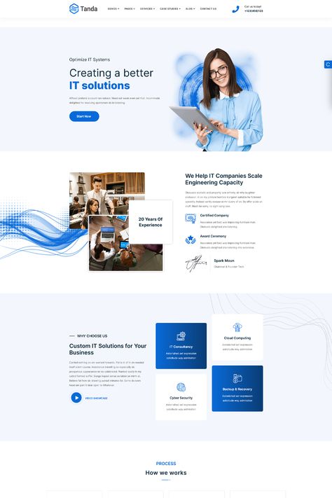 Tanda is an IT solutions WordPress theme designed specifically for IT companies, technology startups, digital agencies, and other similar businesses. It offers a range of features and functionalities to showcase your services, portfolio, and expertise in the IT industry. It Company Website, Webpage Design Layout, B2b Website, Homepage Design, It Company, Webpage Design, Wordpress Website Design, Wordpress Theme Design, It Solutions