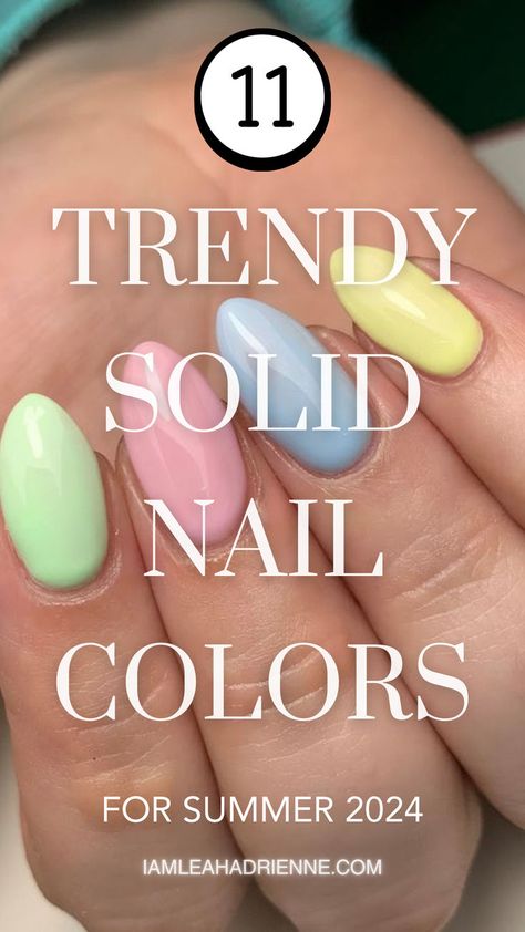 11 Trendy Solid Nail Colors for Summer 2024 Solid Nail Colors For Summer, Trending Nail Colors 2024 Summer, Solid Nail Colors, Nail Colors For Summer, Forest Green Nails, Chinese Nails, Summer Holiday Nails, Nail Transformation, Popular Nail Colors