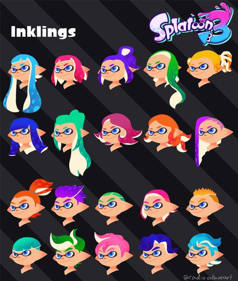 Splatoon 3 Character Design, Splatoon Hair Tutorial, Splatoon Hair Reference, Splatoon Oc Template, Splatoon Eyes Reference, Splatoon Drawing Tutorial, Splatoon Body Reference, Splatoon Art Style Tutorial, Custom Splatoon Hairstyles