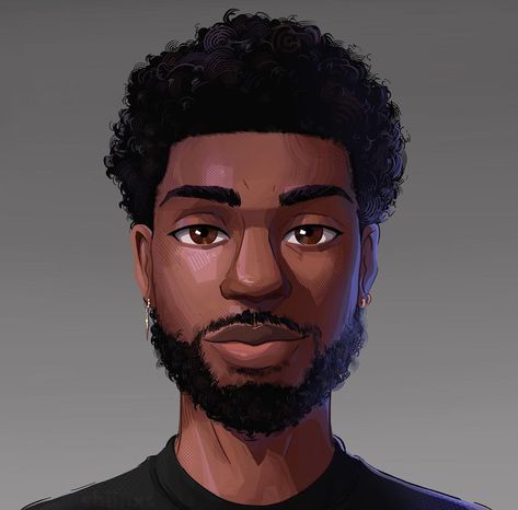 David (@shiinxs) • Instagram photos and videos Black Man Cartoon Drawing, Men Hairstyle Drawing, Black Man Art Character Design, Black Man Illustration, Afro Reference, Neon Tiger, Vector Portrait Illustration, Face Anatomy, Verse Art