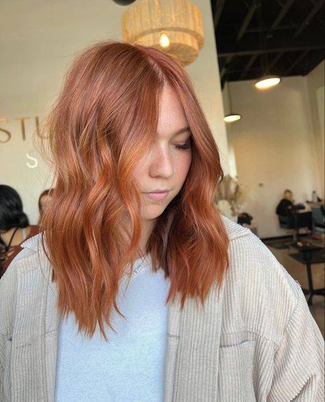 Copper hair red hair kenra dyed hair dark blonde copper medium blonde copper igora Pinky Copper Hair, Fair Skin Copper Hair, Creamy Copper Hair, Strawberry Copper Beige Blonde Hair, Copper Hair For Fair Cool Skin, Dark Copper Blonde Hair, Strawberry Copper Hair, Red Tint Hair, Bleach Hair Dye