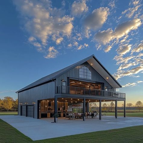 Exclusive 35 X 90 Barndominium With 1,400 Sq. Ft. Garage | Floor Plan 10347ECL (Modified) Barndominium 2 Story, Black Barndo, Metal Barn House Plans, Barndo Kitchen, Barndominium Home, Barndo Plans, Barn Remodel, Black Barndominium, Silo House