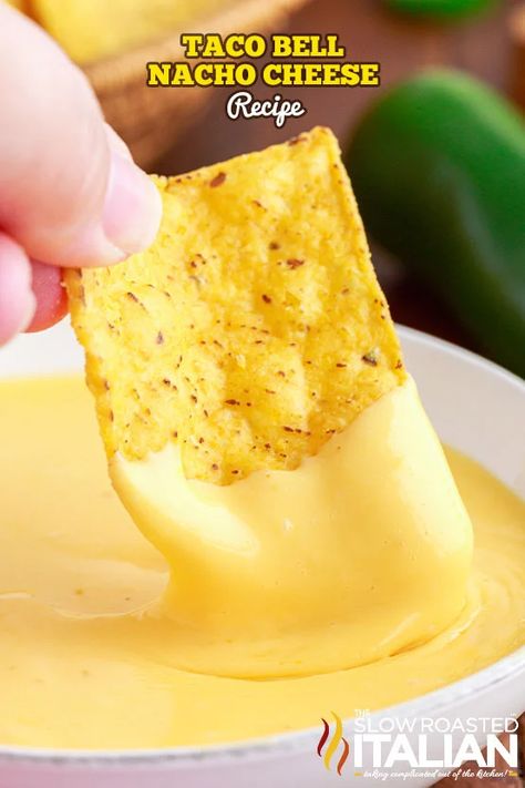 Taco Bell Nacho Cheese, Chicken Quesadillas Taco Bell, Nacho Cheese Recipe, Homemade Nacho Cheese Sauce, Nachos Cheese Recipe, Copycat Taco Bell, How To Make Cheese Sauce, Taco Bell Recipes, Slow Roasted Italian