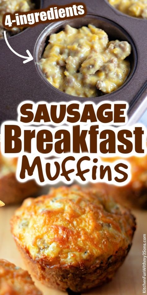 Sausage Breakfast Muffins, Muffin Breakfast, Sausage Muffins, Sausage Biscuits, Breakfast Muffin, Pinwheel Appetizers, Cheese Breakfast, Bisquick Recipes, Breakfast Eggs