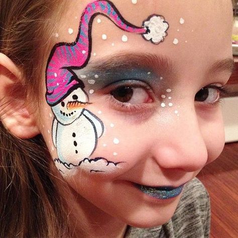 Xmas Face Paint, Winter Face Paint, Face Paint Christmas, Face Painting Images, Christmas Face Painting, Cheek Art, Paint Christmas, Face Painting Inspiration, Face Painting Tutorials