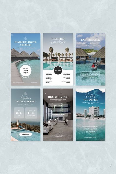 Elegant Staycation Hotel Promotion Your Story - Free Canva Template Vacation Rental Instagram Feed, Travel Agency Feed Instagram, Instagram Post Ideas Travel, Travel Agency Story Ideas, Travel Agency Graphic Design, Travel Instagram Feed Ideas, Travel Promotion Design, Posters Templates Design, Hotels Creative Ads