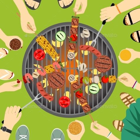 Royalty Party, Grill Sausage, Kindergarten Drawing, Barbecue Food, Party Vector, Sausage Meat, Barbeque Party, Egg Vector, Food Bbq