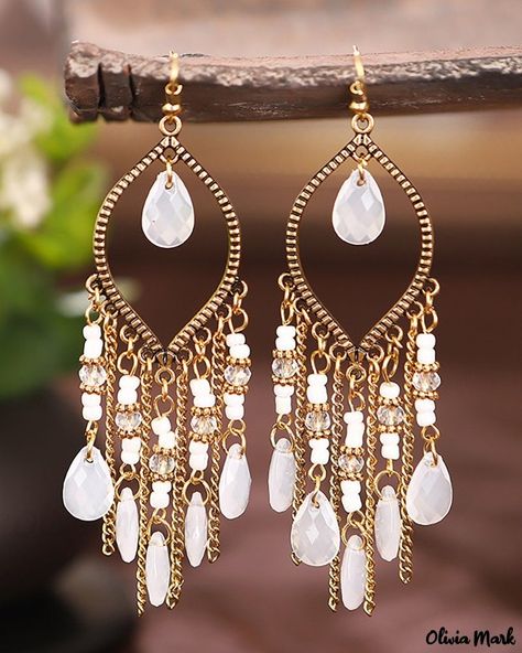 Olivia Mark - Bohemian Tear Drop Earrings with Retro Gem Stone Beading (1 Pair) Product Description Size One Size; Style Boho, Chic, Vintage Type Drop Earrings Material Metal Pattern Type Colorblock Decoration Tassel Occasion Beach, Daily, Vacation Package Include 1Pair Earrings Size Chart INCH CM size One Size size One Size Details Pictures You May Also Like h2 { text-align: center; } /* 换行 */ li{ white-space: normal; word-break: break-all; word-wrap: break-word; } .red-box { width: 100%; displ Star Wars Earrings, Beaded Chandelier Earrings, Wedding Bride Jewelry, Prom Accessories, Tear Drop Earrings, Long Tassel Earrings, Beaded Chandelier, Chic Earrings, Tiny Earrings