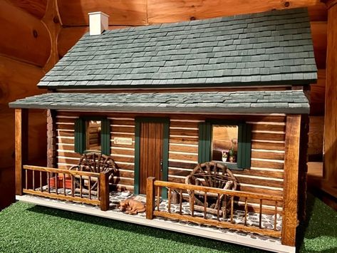 Cabin Dollhouse, Porch Posts, Gnome House, Dollhouse Kits, House Supplies, Forest House, Custom Windows, Diy Dollhouse, Log Homes