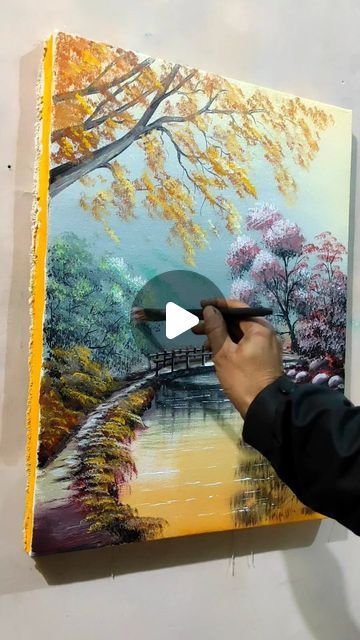 Oil Painting Scenery Landscapes, Landscape Art Painting Acrylic, Painting Reels, Acrylic Landscape Paintings, Acrylic Painting Landscape, Landscape Acrylic Painting, 2024 Art, Landscape Painting Tutorial, Landscape Acrylic