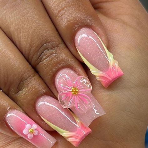 Nailzbytatii LLC 🤍 on Instagram: "Girls trip readyyy swipe to see all the sets 🥵😮‍💨💖🏝️ Giving all the summer vibes ✨  #summernails #fyp #cancunready #nailzbytatii ✨" Cute Summer Acrylic Nail Ideas Short Almond, Idea Nails Summer, Summer Set Nails, Gel X Nail Designs Summer, That Girl Nails, Nails With A Flower, Cool Acrylic Nails, Nails Inspo Short, Summer Vibes Nails