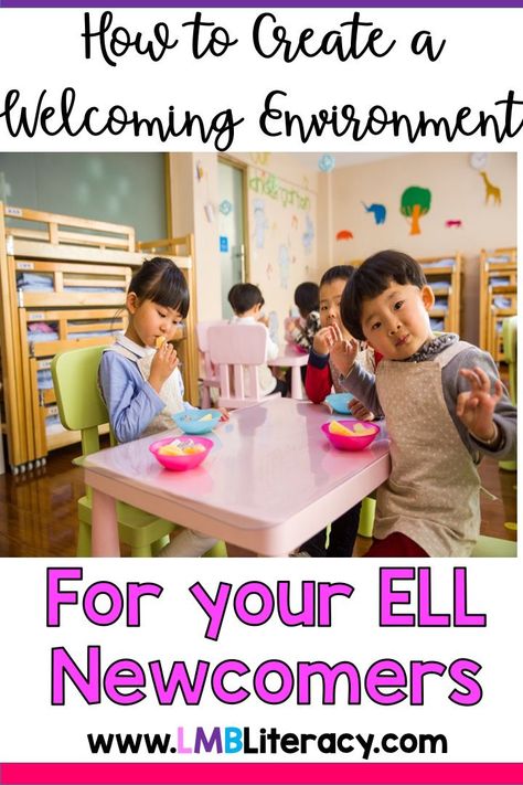 Five tips for welcoming an ESL newcomer into your classroom. These tips can be helpful for esl teachers or classroom teachers that also have beginner ESL, ELL students in their classes. Tips includes ways to stay involved with parents, labeling the classroom, and making students (and you) feel comfortable those first few weeks! #esl #eslnewcomers #ellnewcomers #classroom #classroomenvironment #eslteachers Esl Classroom Decor, Esl Beginners, Ell Resources, Teaching English Language Learners, Building Vocabulary, Writing Time, Esl Teaching Resources, 6th Grade Reading, Ell Students