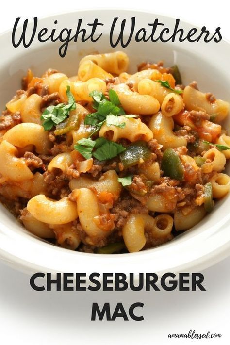 Seaching for easy Weight Watchers meals or recipes for casseroles with points and Smartpoints? This Weight Watchers slow cooker cheeseburger casserole includes pasta and is perfect for dinner or lunch for only 5 points per serving. Made in the Crockpot, slow cooker or instant pot, this Weight Watchers Freestyle recipe can be made with chicken, ground turkey, beef or hamburger. Easy Weight Watchers Meals, Recipes For Casseroles, Weight Watchers Slow Cooker, Casserole Pasta, Cheeseburger Mac, Weight Watchers Pasta, Weight Watchers Crock Pot Recipes, Weight Watchers Casserole, Weight Watchers Lunches