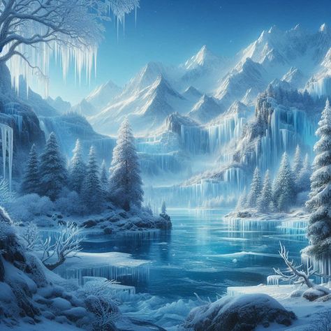 Ice World :: Behance Fantasy Ice Landscape, Ice Concept Art, Ice City, Ice Elemental, Ice Kingdom, Ice Fantasy, Castle Illustration, Ice Lake, Ice Castles