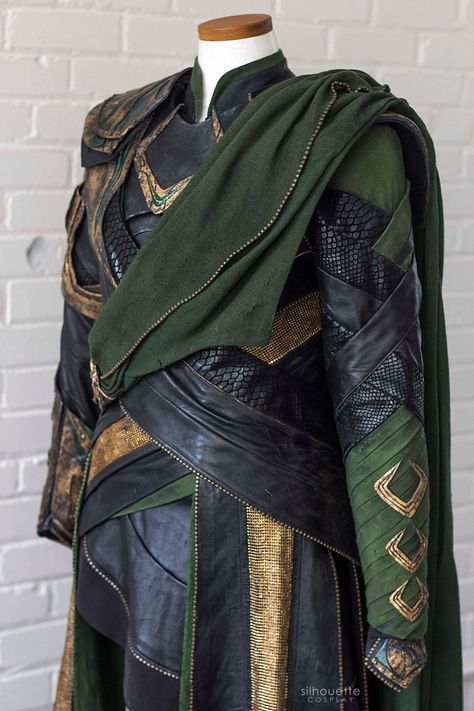 Elven Prince Outfit, Asgardian Fashion, Loki Clothes, Loki Design, Loki Outfit, Asgardian Dress, Green Armor, Lady Loki Cosplay, Loki Costume